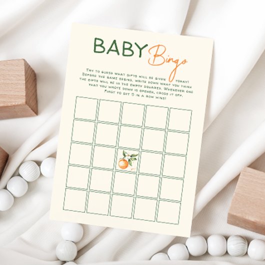 Oranje Citrus Little Cutie Baby Bingo Game Kaart