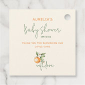 Oranje Citrus Little Cutie Baby shower Bedankjes Labels (Achterkant)