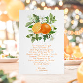 Oranje Citrus Little Cutie Baby shower Bedankkaart