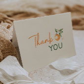 Oranje Citrus Little Cutie Baby shower Bedankkaart