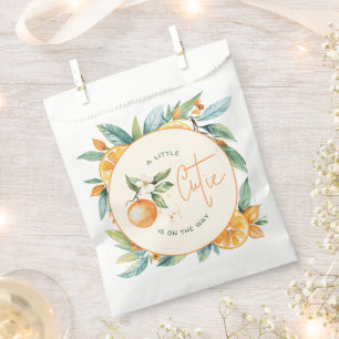 Oranje Citrus Little Cutie Baby shower Bedankzakje