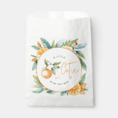 Oranje Citrus Little Cutie Baby shower Bedankzakje (Voorkant)