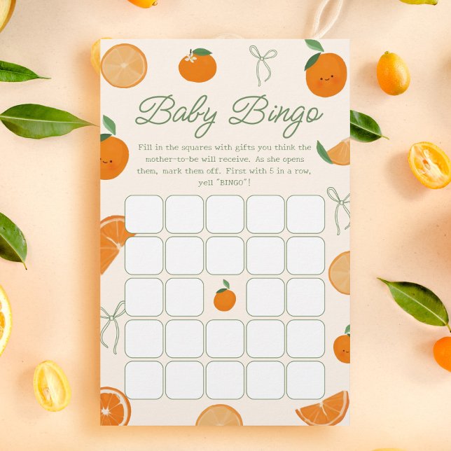 Oranje Citrus Little Cutie Baby shower Bingo Game (Creator heeft geüpload)