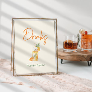 Oranje Citrus Little Cutie Baby shower Drinken Tek Poster
