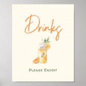 Oranje Citrus Little Cutie Baby shower Drinken Tek Poster (Voorkant)