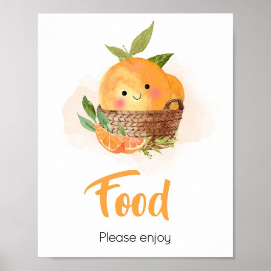 Oranje Citrus Little Cutie Baby shower Eten Poster (Voorkant)