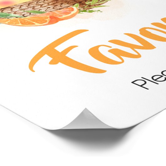 Oranje Citrus Little Cutie Baby shower Favors Poster (Hoek)