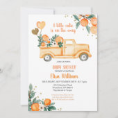 Oranje Citrus Little Cutie Baby shower Invitation Kaart (Voorkant)