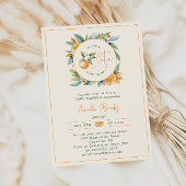 Oranje Citrus Little Cutie Baby shower Invitation Kaart
