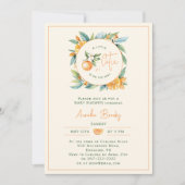 Oranje Citrus Little Cutie Baby shower Invitation Kaart (Voorkant)