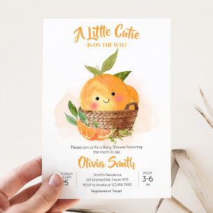 Oranje Citrus Little Cutie Baby shower Kaart