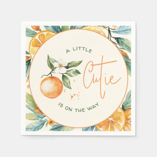 Oranje Citrus Little Cutie | Baby shower Napkins Servet (Voorkant)