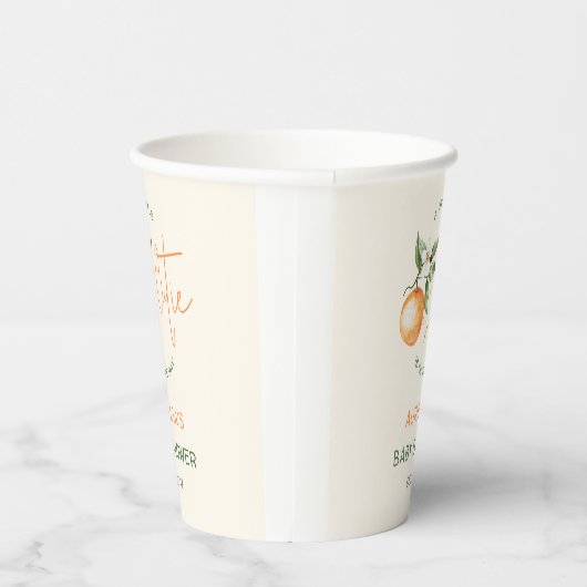 Oranje Citrus Little Cutie Baby shower Papieren Bekers (Rechts)