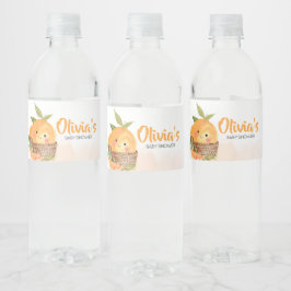 Oranje Citrus Little Cutie Baby shower Waterfles Etiket
