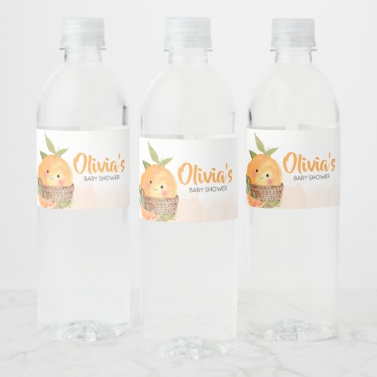 Oranje Citrus Little Cutie Baby shower Waterfles Etiket (Flessen)