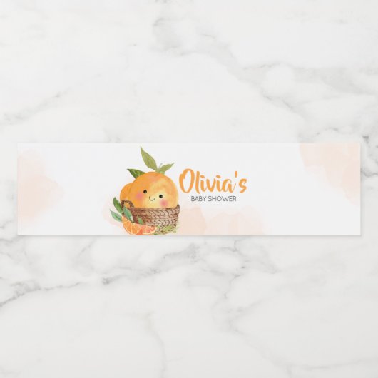 Oranje Citrus Little Cutie Baby shower Waterfles Etiket (Enkel label)