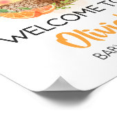 Oranje Citrus Little Cutie Baby shower Welkom Poster (Hoek)