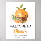 Oranje Citrus Little Cutie Baby shower Welkom Poster (Voorkant)