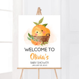 Oranje Citrus Little Cutie Baby shower Welkom Poster