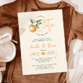 Oranje Citrus Little Cutie Couples Baby shower Kaart