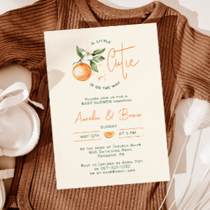 Oranje Citrus Little Cutie Couples Baby shower Kaart