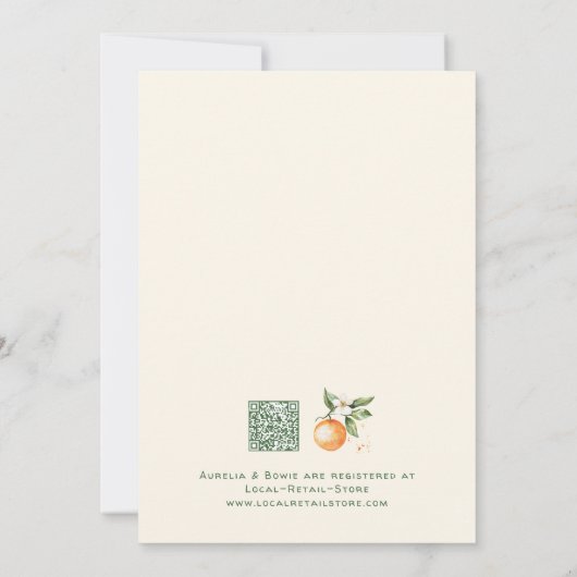 Oranje Citrus Little Cutie Couples Baby shower Kaart (Achterkant)