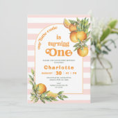 Oranje Citrus Little Cutie Een 1e Verjaardag Kaart (Staand voorkant)