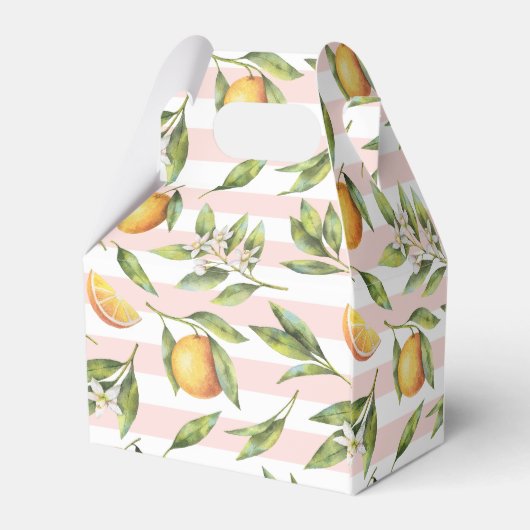 Oranje Citrus Little Cutie Een 1e Verjaardagsgunst Bedankdoosjes (Achterkant)