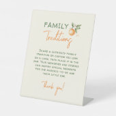 Oranje Citrus Little Cutie Familietradities Reclamebord Met Voetstuk (Voorkant)