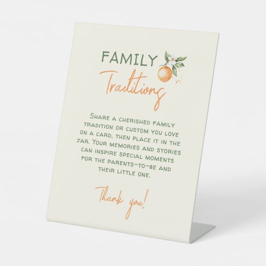 Oranje Citrus Little Cutie Familietradities Reclamebord Met Voetstuk (Voorkant)