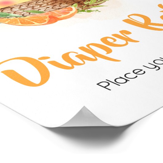 Oranje Citrus Little Cutie Luier Raffle Poster (Hoek)