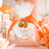 Oranje Citrus Little Cutie on the Way Baby shower Bedankjes Labels