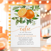 Oranje Citrus Little Cutie on the Way Baby shower Kaart
