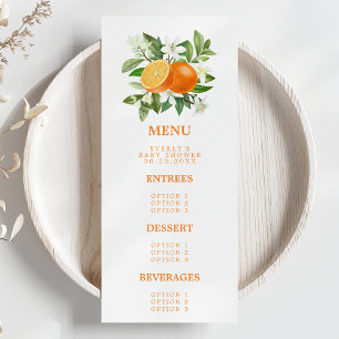 Oranje Citrus Little Cutie on the Way Baby shower Menu