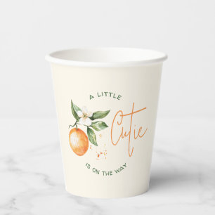 Oranje Citrus Little Cutie on the Way Baby shower Papieren Bekers