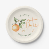 Oranje Citrus Little Cutie on the Way Baby shower Papieren Bordje (Voorkant)