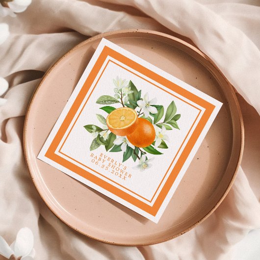 Oranje Citrus Little Cutie on the Way Baby shower Servet