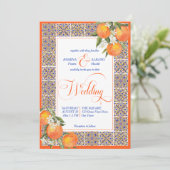 Oranje citrus majolica mediterrane tegels template kaart (Staand voorkant)