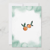 Oranje Citrus Modern Waterverf Botanische Invitati Kaart (Achterkant)