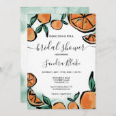 Oranje Citrus Modern Waterverf Botanische Invitati Kaart (Voorkant / Achterkant)