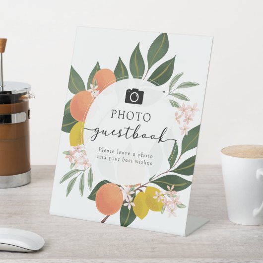 Oranje Citrus Photo Guestbook-teken Reclamebord Met Voetstuk (Insitu)