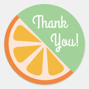 Oranje Citrus Slice Fruit 1e Verjaardag Dank u Ronde Sticker