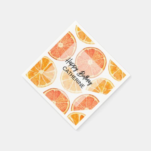 Oranje Citrus Slice Zomer Verjaardag Servet (Hoek)