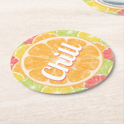 Oranje Citrus Slices Chill Ronde Kartonnen Onderzetter (Gebogen)