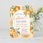 Oranje Citrus Summer Fruit Twin Baby shower Kaart (Staand voorkant)