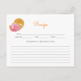Oranje Citrus Theme Roze Bloemen Recept Informatiekaartje