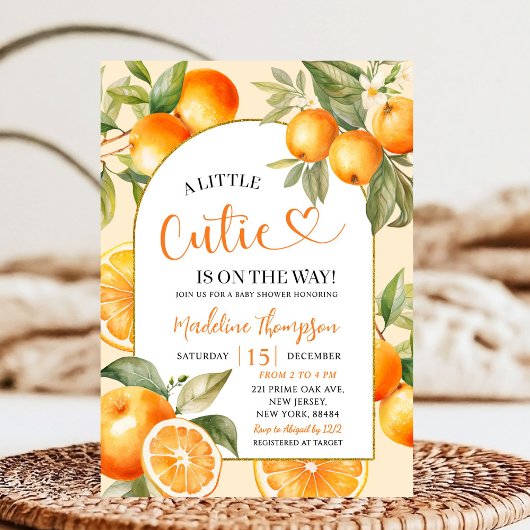 Oranje Citrus Theme Zomerfruit Baby shower Kaart