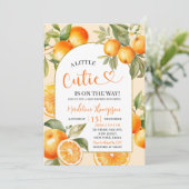 Oranje Citrus Theme Zomerfruit Baby shower Kaart (Staand voorkant)