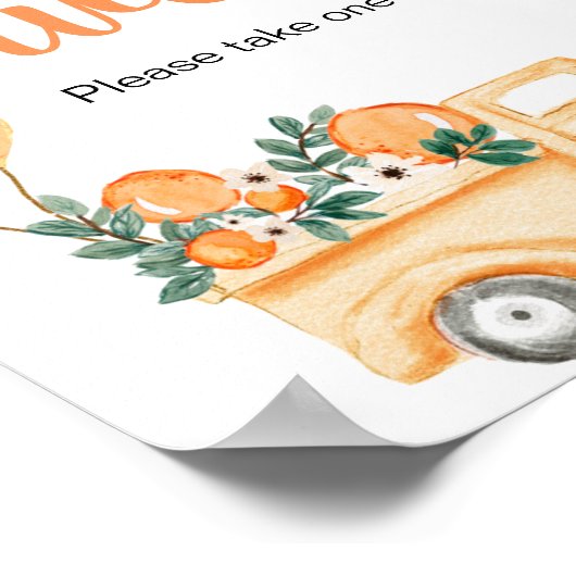 Oranje Citrus  Truck Waterverf Favor Sign Poster (Hoek)