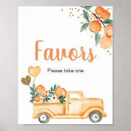 Oranje Citrus  Truck Waterverf Favor Sign Poster